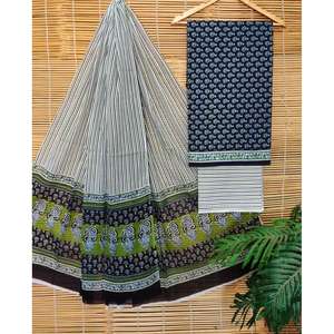 Conjunto de traje de algodón para mujer con estampado Jaipuri y dupatta de algodón - Product Image 1