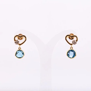 Pendientes de plata chapada en oro de 14K 925, diseño de alta calidad 2024, bonitos diamantes de Topacio azul cielo para fiestas, precio de fábrica de Tailandia - Product Image 2