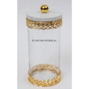 Set Of 3 White And Gold Color Heavy Duty Metal Unique Designer <b>Food</b> <b>Storage</b> Canister Kitchenware Accessories Supplies From India - Product Image 4