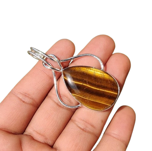 Oeil de tigre pendentif en pierres précieuses bijoux pour femmes argent Boho Style bijoux 925 en argent Sterling tendance pendentif fait main cadeau elle - Product Image 1