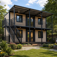 Maison conteneur de luxe extensible à double étage de 40 pieds, résistante aux ouragans et mobile, disponible dès maintenant