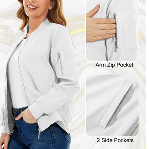 Prix de gros personnalisé à la mode blouson bombardier uni pour femmes blouson bombardier coupe-vent confortable et de haute qualité - Product Image 4