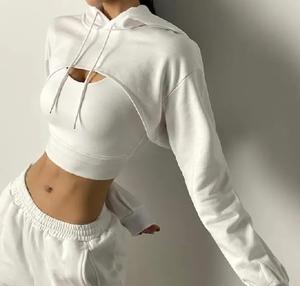 High Quality Four-Way Pullover Logo Sports <b>Top</b> <b>S</b> Crop Hood Sexy Plain Oversized Hoodie for <b>Winter</b> Long Knitted Clothing Front - Product Image 4