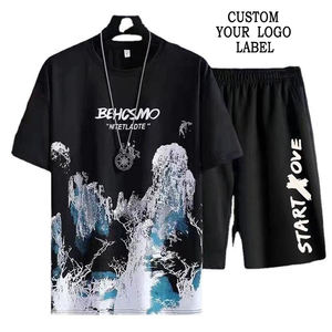Conjunto de pantalones cortos de verano Premium para hombre, conjunto de camisa de pantalones cortos de algodón 100% transpirable personalizado, conjuntos de camisetas estampadas con estilo 2025 - Product Image 1