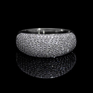 Glamorous Anillo de cúpula de diamante natural de oro de 14 quilates Elegancia radiante audaz con acabado de alto pulido de superficie de pavé completo - Product Image 4