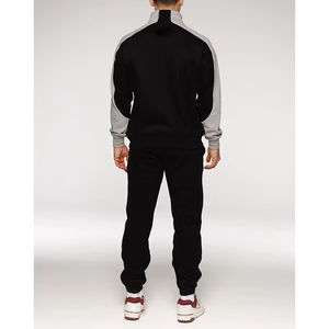 Ensemble survêtement personnalisé OEM/ODM avec veste à fermeture éclair et pantalon de jogging avec bandes latérales, streetwear, col montant, 100% coton - Product Image 5