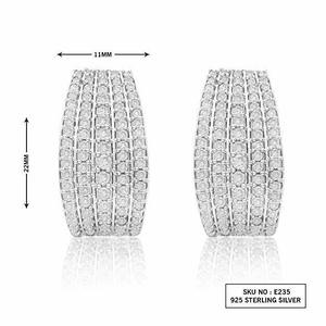 Pendientes de aro con diamantes blancos naturales de corte redondo de 1,53 quilates, plata de ley 925, para mujer, boda, compromiso - Product Image 2