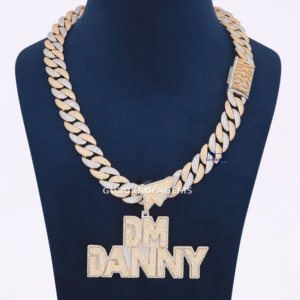 Colgante artesanal de Plata de Ley 925 cultivado en laboratorio, cadena de dos tonos de Hip Hop helado, conjunto de collares de diseño personalizado de rodio, regalo - Product Image 1