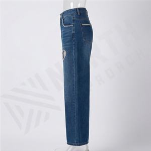 Customized Logo <b>Women</b> Solid Color High Waist Flared <b>Jeans</b> Denim Pants Ladies Premium Trendy Fashion Trousers Casual Style Wear - Product Image 3