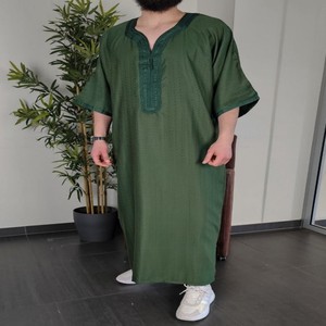 Thobe Djellaba Jubbah Kandora Kaftan brodé au crochet fait main marocain de qualité supérieure Vêtements traditionnels d'été pour hommes - Product Image 1