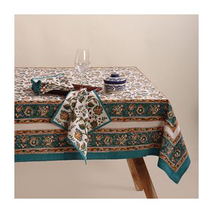 Wholesale Hand Block Print Multi Colour Floral <b>Table</b> Cover for Banquets Hotel Bohemian Style Embroidered Cotton <b>Table</b> <b>Cloth</b> - Product Image 6