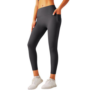 กางเกงเลกกิ้งออกกำลังกายเอวกลางผ้าสแปนเด็กซ์กางเกงออกกำลังกายไร้ตะเข็บผ้ายืดระบายอากาศได้ดี - Product Image 5