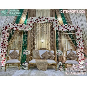 Marvelous Wedding Candle Walls <b>Backdrop</b> for Wedding Stage Attractive Wedding Stage Metal CandleWall Ravishing <b>Gold</b> CandleWall UK - Product Image 1
