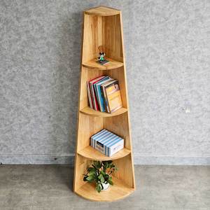 Estante de Pared en Forma de Abanico de Madera de Caucho, 35x35x140cm, de un Solo Nivel, Decorativo para Sala de Estar y Baño, Tipo Vertical - Product Image 2