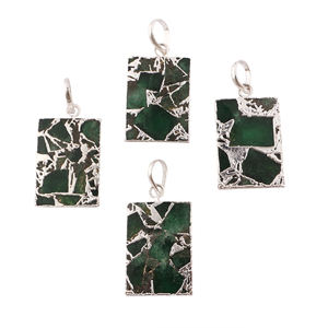 Wholesale Mohave Emerald Copper Turquoise DIY Pendant Silver Electroplating Edged Fashion Jewelry Designer Components - Product Image 1