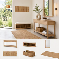 Muebles de Entrada para Casa de Huéspedes de Estilo Contemporáneo Vantel con Banco Zapatero y Sistema de Almacenamiento de Abrigos