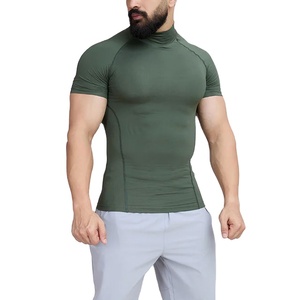 Camiseta de Cuello Alto con Diseño de Compresión, 100% Algodón, 180 Gramos, Elástica, Ecológica, Transpirable, para Verano - Product Image 1