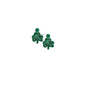 Boucles d'oreilles vintage pour femmes en strass vert trèfle et perles de verre pour la Saint-Patrick - Options pendantes/à clip/à clous - Sans nickel - Product Image 1