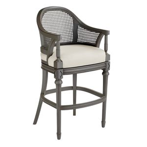 Timeless French Antique Teak Swivel Cane <b>Bar</b> <b>Chair</b> Upholstered Seat Solid Wood Counter Stool for Restaurant Kitchen Island <b>Bar</b> - Product Image 1