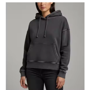 Sweat à capuche et sweat-shirt uni à manches longues unisexe de couleur unie pour femmes avec impression de logo personnalisé sur le devant Style décontracté pour la saison d'hiver - Product Image 1