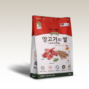 Carne de cordero de fabricación coreana + comida de perro de arroz comida seca para mascotas Dograng 2kg bolsa de alta proteína perro adulto el más popular durante 1 año - Product Image 1
