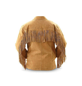 Wholesale Solid Pattern Western Fringed <b>Suede</b> Leather <b>Jacket</b> Embroidered Technics Stand Front Bulk Winter High Street Style - Product Image 2