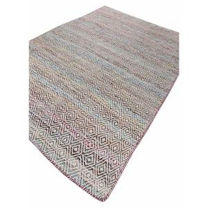 พรมทอแบบเรียบลายเรขาคณิต Abrash ทำจากขนสัตว์และวิสโคส สีแดงและสีส้ม สำหรับใช้ในบ้าน-ADWV-13047 - Product Image 2