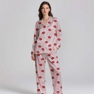 Ensemble de pyjamas en satin de soie pour femmes, respirant, doux, vêtements de maison de luxe, été printemps - Product Image 5