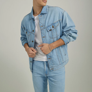 Chaqueta vaquera clásica para hombre, chaqueta vaquera informal personalizada, ropa de calle, prendas de vestir exteriores de moda para venta al por mayor - Product Image 3