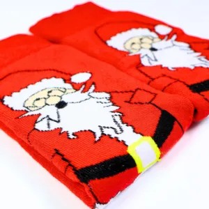 Red Santa Claus Patterned Breathable <b>Warm</b> Nylon <b>Socks</b> Cute Embroidery Jacquard Design One Size Fits All for Winter Daily Use - Product Image 2
