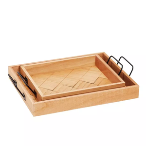 Bandeja rectangular grande de madera de calidad de exportación, soporte de vajilla de madera auténtica, bandeja de servicio de alimentos personalizada para el hogar - Product Image 4