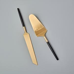 Elegant Stainless Steel Flatware Set Customized Size Restaurant Brass Cake Knife & Server Set Home Tableware - Product Image 2
