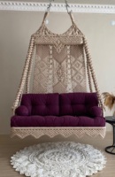 Hamac en coton macramé style bohème double balançoire pour intérieur et extérieur tissé à la main pour adultes