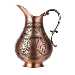 Pichet styliste en cuivre martelé fabriqué à la main design traditionnel Ayurveda stockage de l'eau mode de vie sain cuisine salle à manger essentiel - Product Image 2