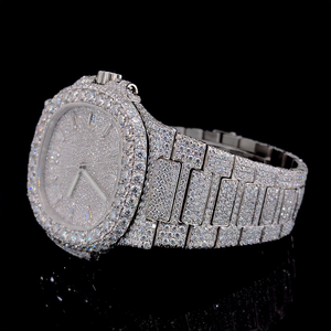 Reloj de Lujo para Hombre, Diseño Hip Hop, Acero Inoxidable, Diamante Moissanite, Corte Redondo, Cuarzo, Completamente Engastado - Product Image 2
