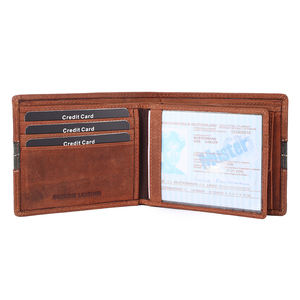 Cartera de cuero genuino de primera calidad para hombre, cierre abierto, cadena bordada, decoración, forro de algodón, gran valor, dinero, diseño corto - Product Image 4