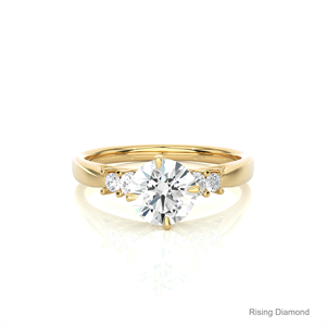 แหวนหมั้นเพชรสำหรับผู้ใหญ่1.02 CT ทรงกลมสีเหลืองทอง CVD เพชร CVD ครบรอบของขวัญแหวนสำหรับผู้หญิง - Product Image 1