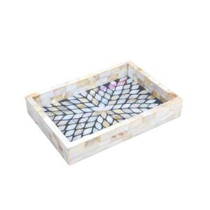 Bandeja para servir con incrustaciones de hueso de diseño floral Accesorio único para ocasiones navideñas - Product Image 2