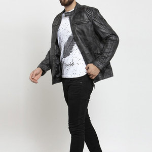 Chaqueta de Motociclista de Cuero Genuino para Hombre, Piel de Vaca Real, Corte Ajustado, Estilo Clásico de Motocicleta, Elegante, Duradera, Cómoda, para Usar en Todas las Temporadas - Product Image 4