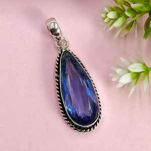 สร้อยคอจี้ iolite เงินสเตอร์ลิงทำด้วยมือเครื่องประดับอัญมณี Boho ของขวัญที่สง่างามสำหรับเธอ - Product Image 4