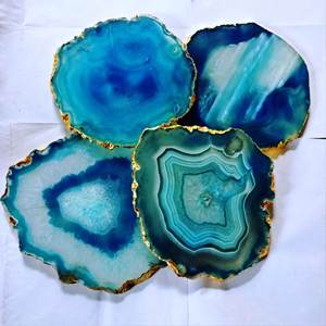 WHITE RESIN STRIP Wooden Marble Resin Customized Coaster <b>Set</b> with Natural & Customized Color Made in India - Product Image 5