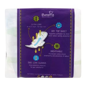 Butterfly Breathables Ultra Thin <b>Sanitary</b> <b>Napkins</b>, Dry Mesh Topsheet, Extra Large, 7 Pads - Product Image 2