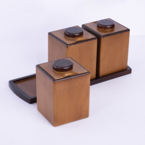Juego de Especias de Madera de Haya al por Mayor (3 Frascos) |   Organizador de Cocina con Acabado Marrón Claro - Product Image 3