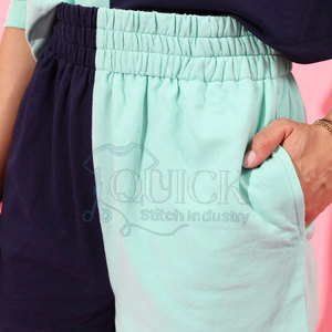 Para la venta en línea de la mejor calidad 100% algodón sólido Casual Tejido ligero mujeres sudaderas con capucha conjunto corto - Product Image 6