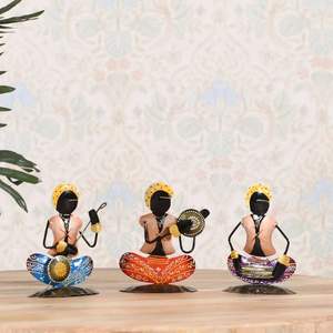 Ensemble de 3 figurines de musiciens en fer léger multicolores, installation sur table pour le salon - Product Image 1