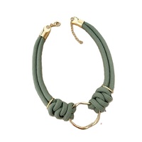 Collier de cordon vert clair de style vintage de haute qualité pierre naturelle plaquée or écologique pour l'anniversaire de mariage de fête des filles