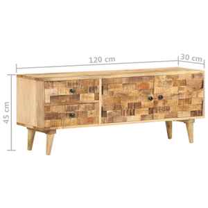 Mueble de TV de Madera Maciza Hecho a Mano con Mosaico Nórdico, Aparador de Madera de Bloque OSLO con Almacenamiento para Hoteles, Apartamentos y Hogares - Product Image 5