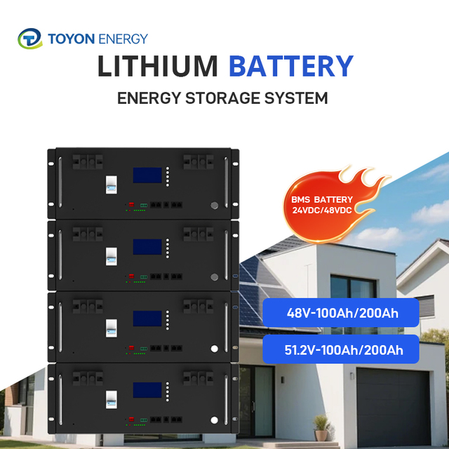 High-efficiency 48V/51.2V 100Ah Stackable LiFePO4 Lithium Battery Packs 6000-Cycle Life Built-in BMS Protection for Home Solar