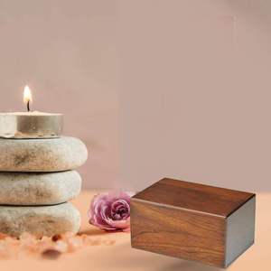 Medium Size 7.5\" X 5.25\" X 3.5\" Wooden Urn Decorative <b>Pet</b> & Human Ashes Cremation <b>Memorial</b> Burial <b>Box</b> Casket & Urn - Product Image 6