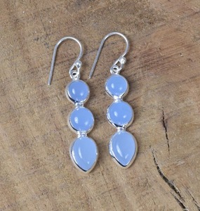 Pendientes clásicos hechos a mano de Calcedonia de Plata de Ley 925 sólida para niñas, joyería de plata fina, piedras preciosas naturales, joyería de sello 925 - Product Image 2